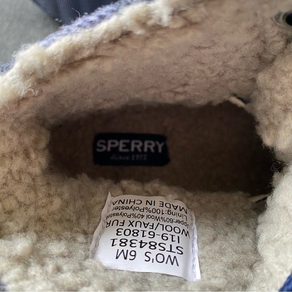 NEW Sperry Topsider Saltwater Blue Checkered Wool Boots Rain Snow Women’s Size 6 - Picture 8 of 9